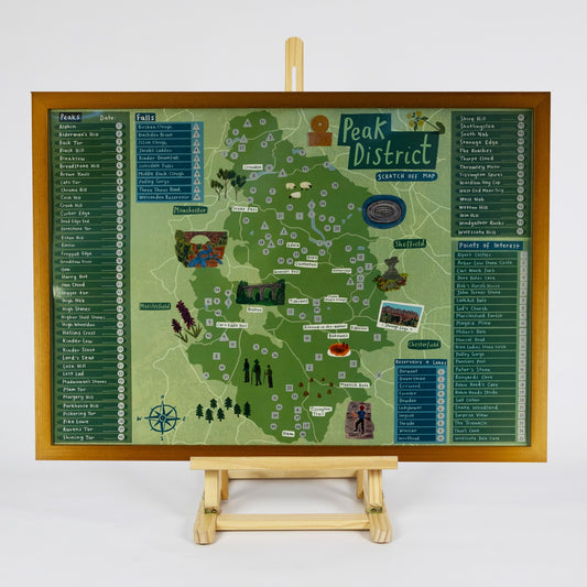 Peak District Scratch Off Map Framed