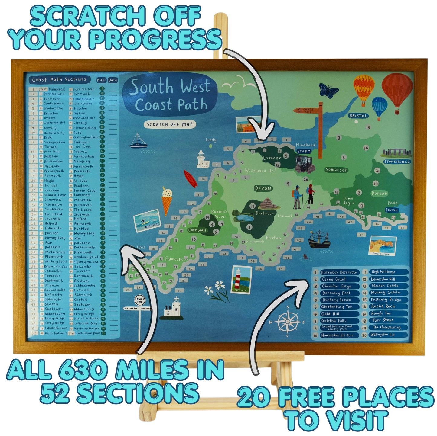 South West Coast Path Map Scratch Off Poster