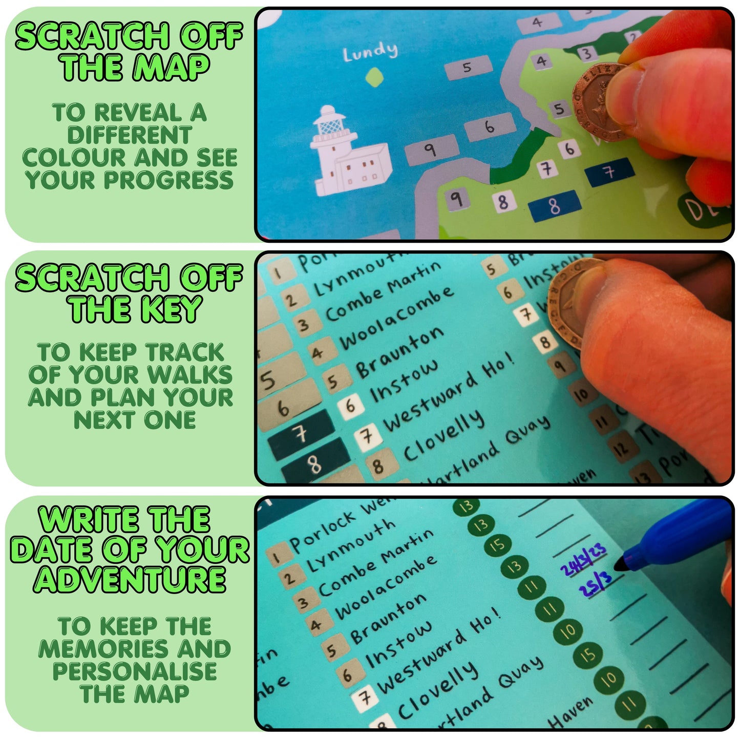 South West Coast Path Map Scratch Off Poster