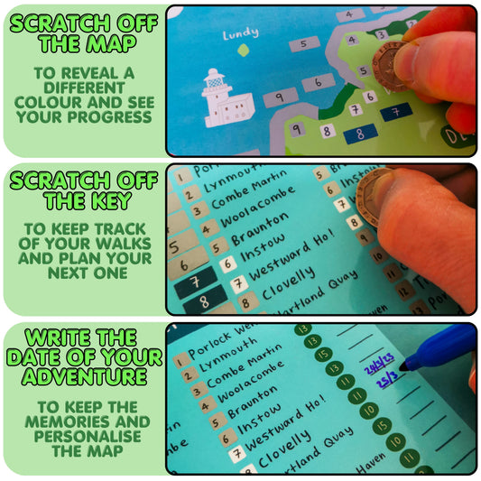 South West Coast Path Map Scratch Off Poster