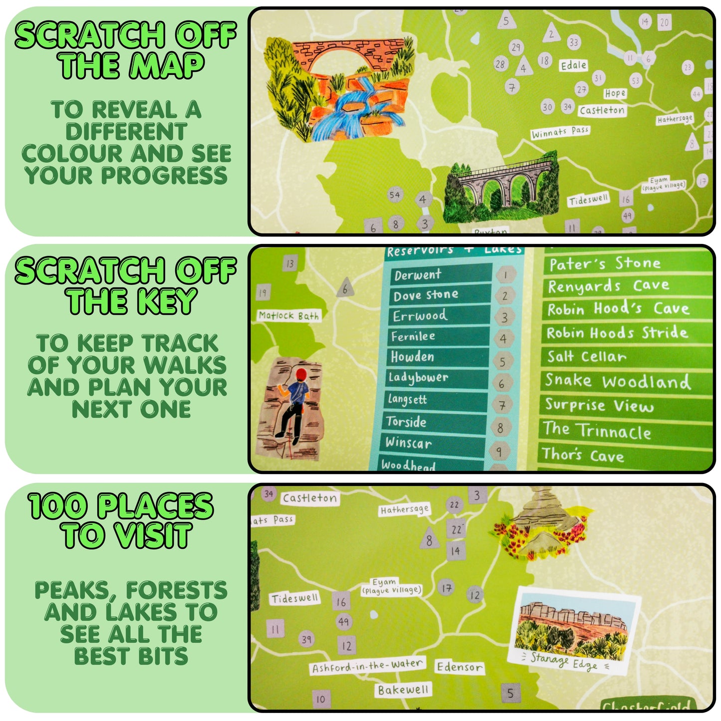 Peak District Map Scratch Off Poster