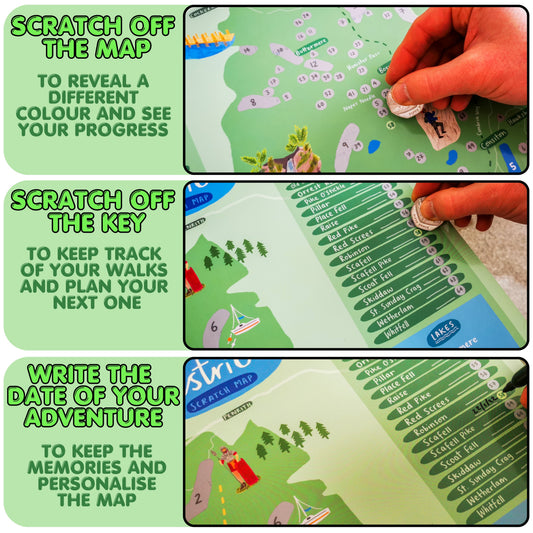 Lake District Map Scratch Off Poster
