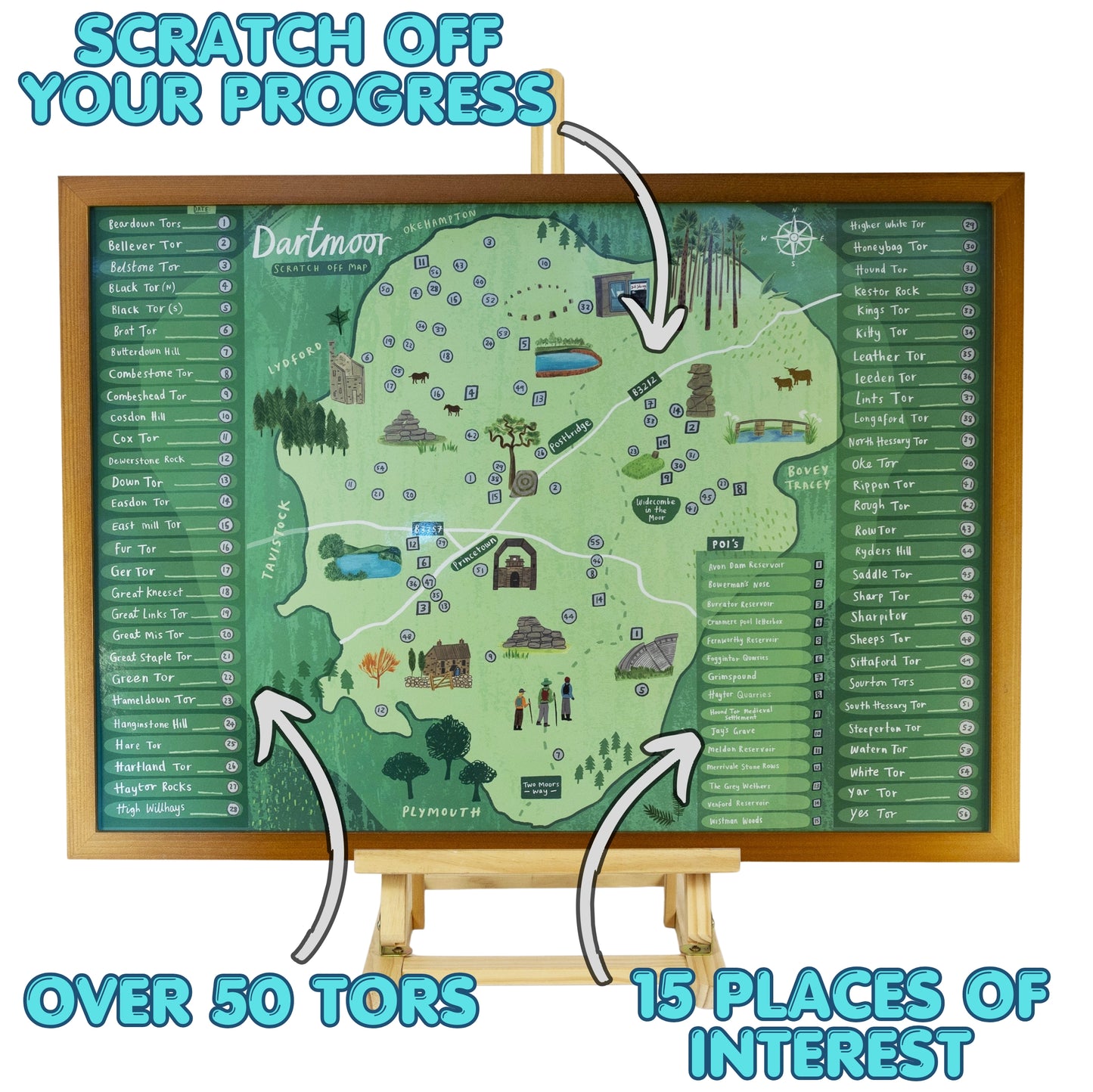 Dartmoor Map Scratch Off Poster
