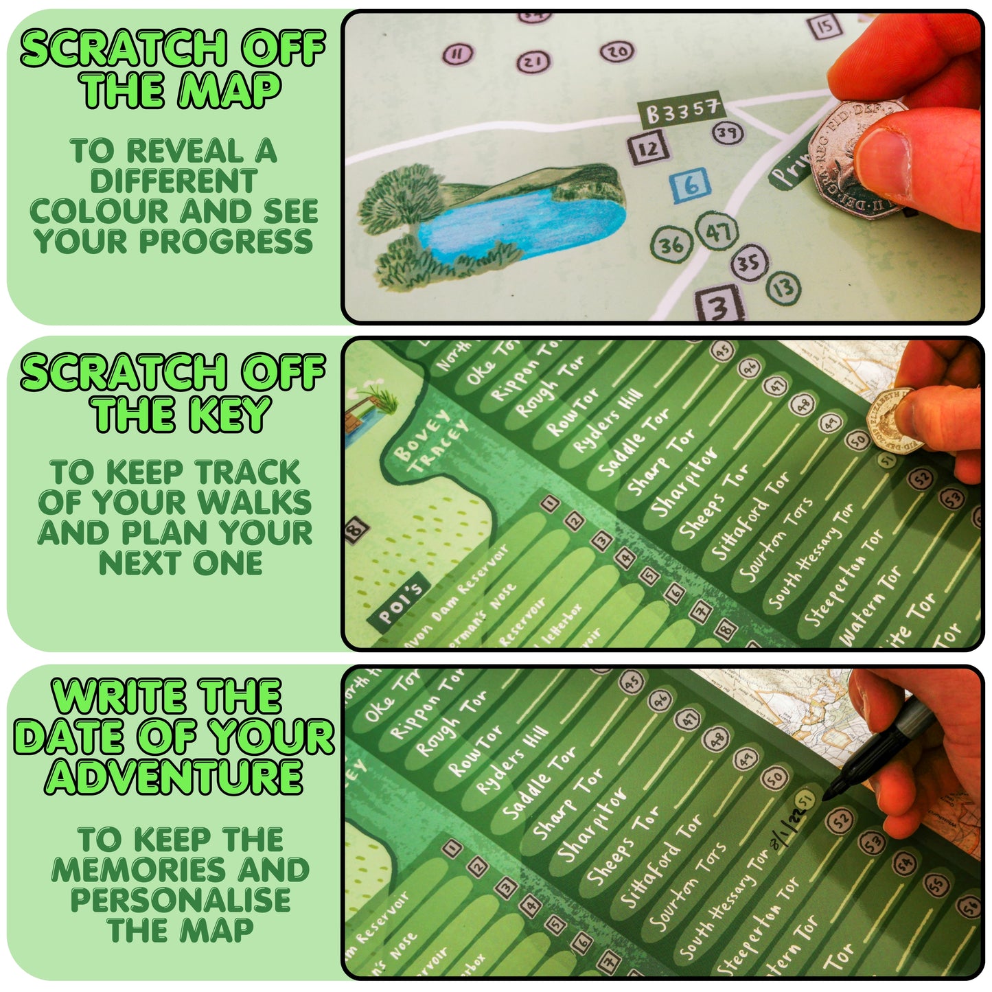 Dartmoor Map Scratch Off Poster