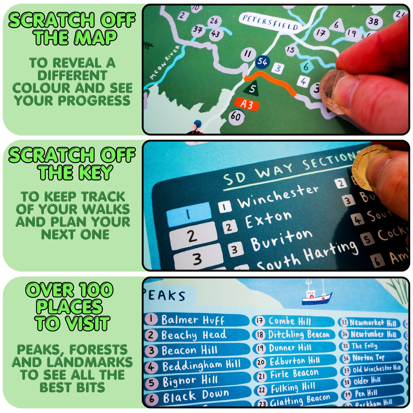 South Downs Map Scratch Off Poster