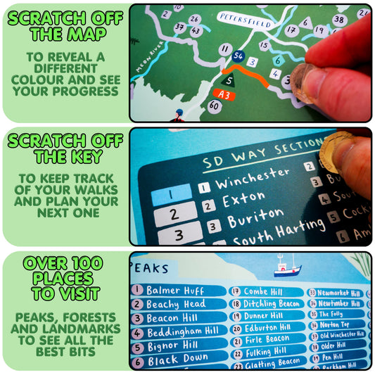 South Downs Map Scratch Off Poster