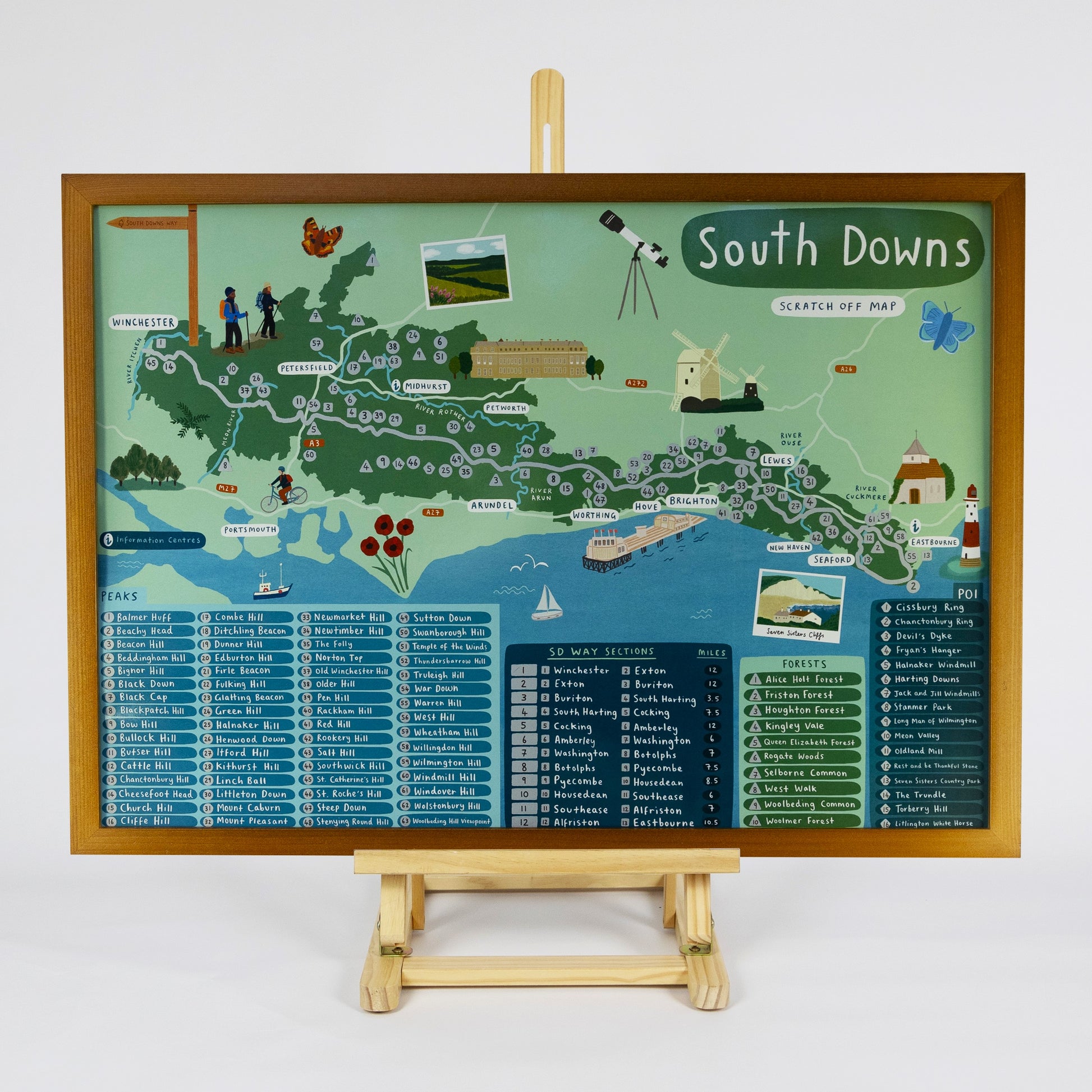 South Downs Scratch Off Map Framed