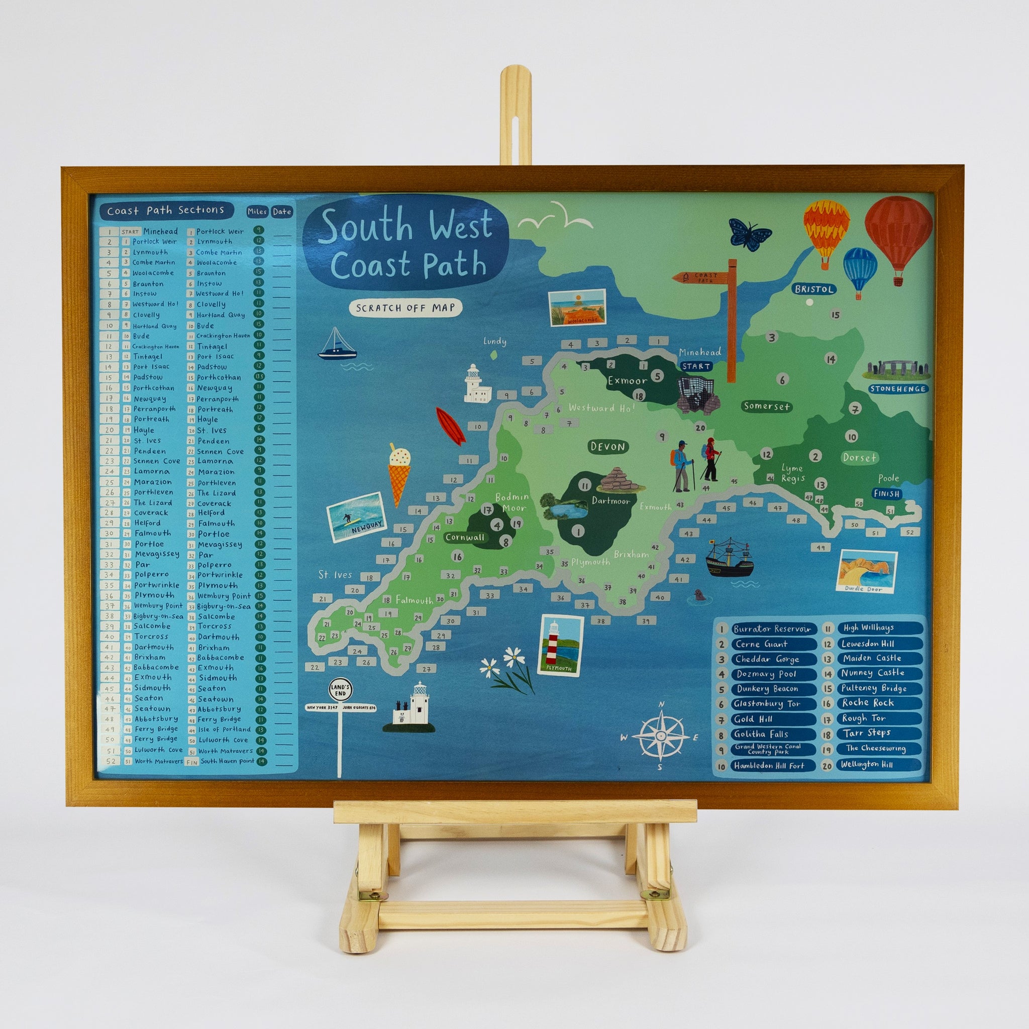 South West Coast Path Map Scratch Off Poster – Outdoor Scratch Maps
