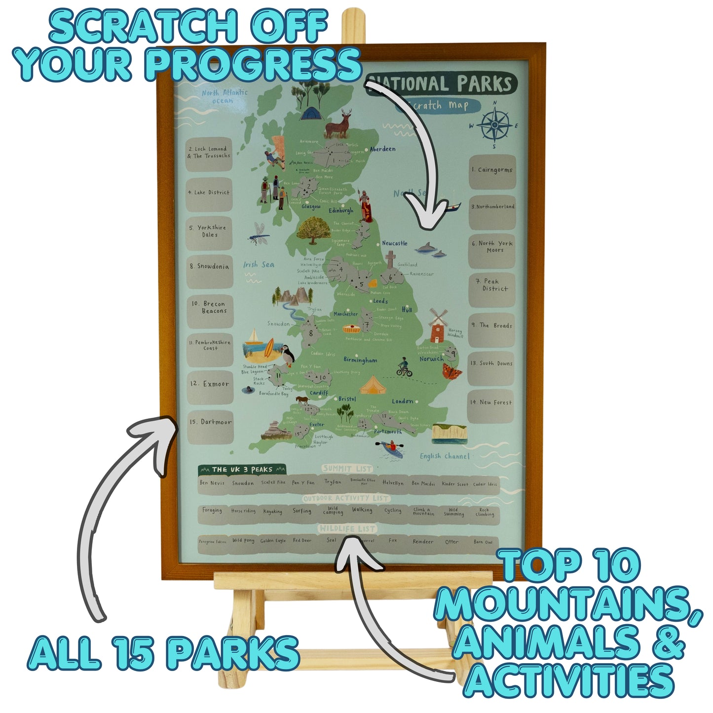 UK National Parks Map Scratch Off Poster