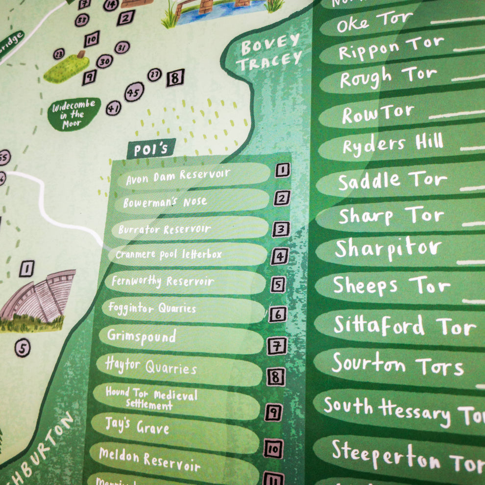 Dartmoor Map Scratch Off Poster Outdoor Scratch Maps   DartmoorMapPoI 990x 