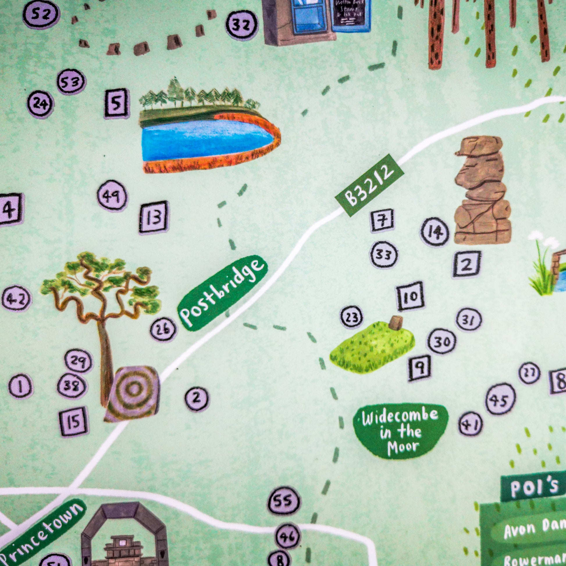 Dartmoor Scratch off map illustrations