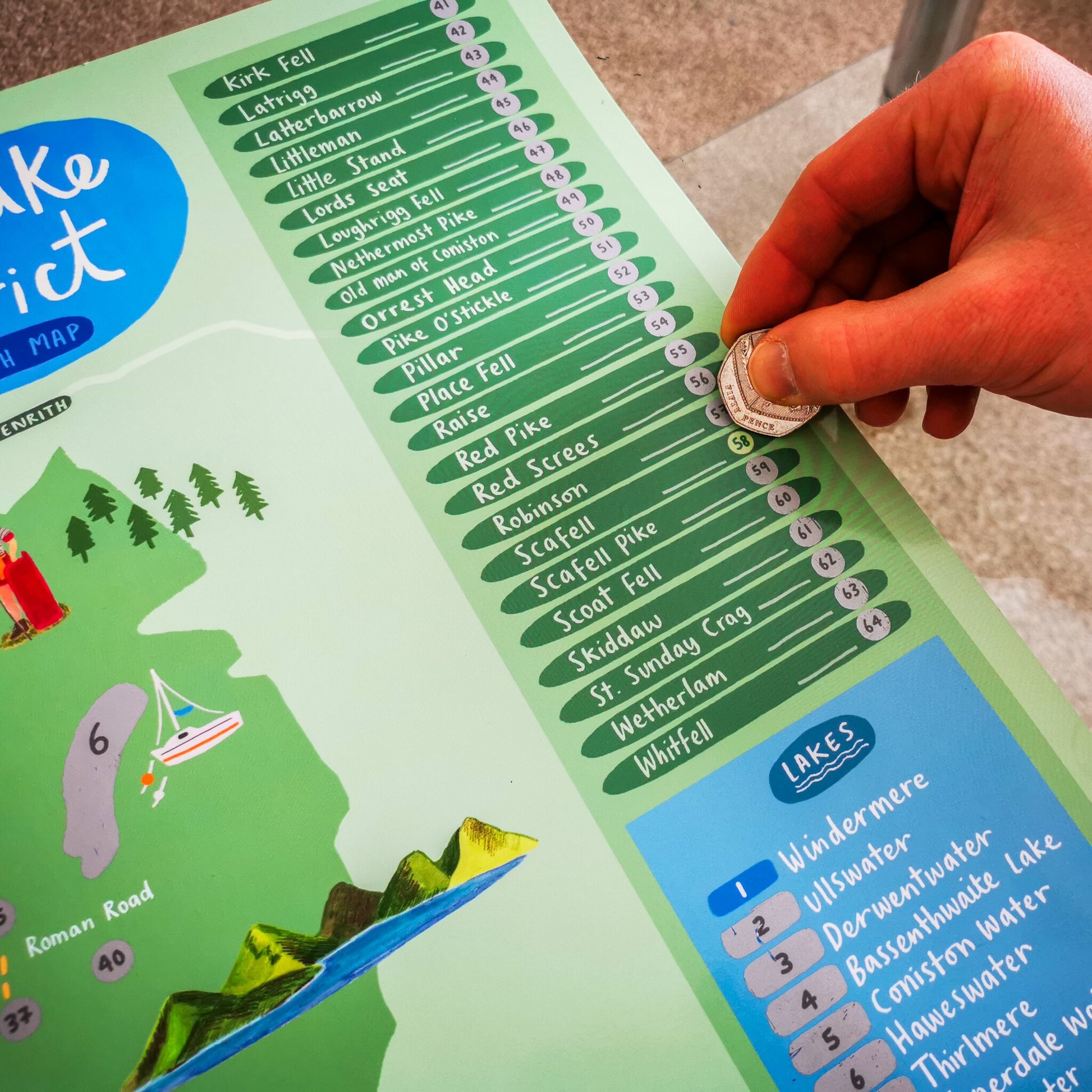 Lake District Map scratch off peak