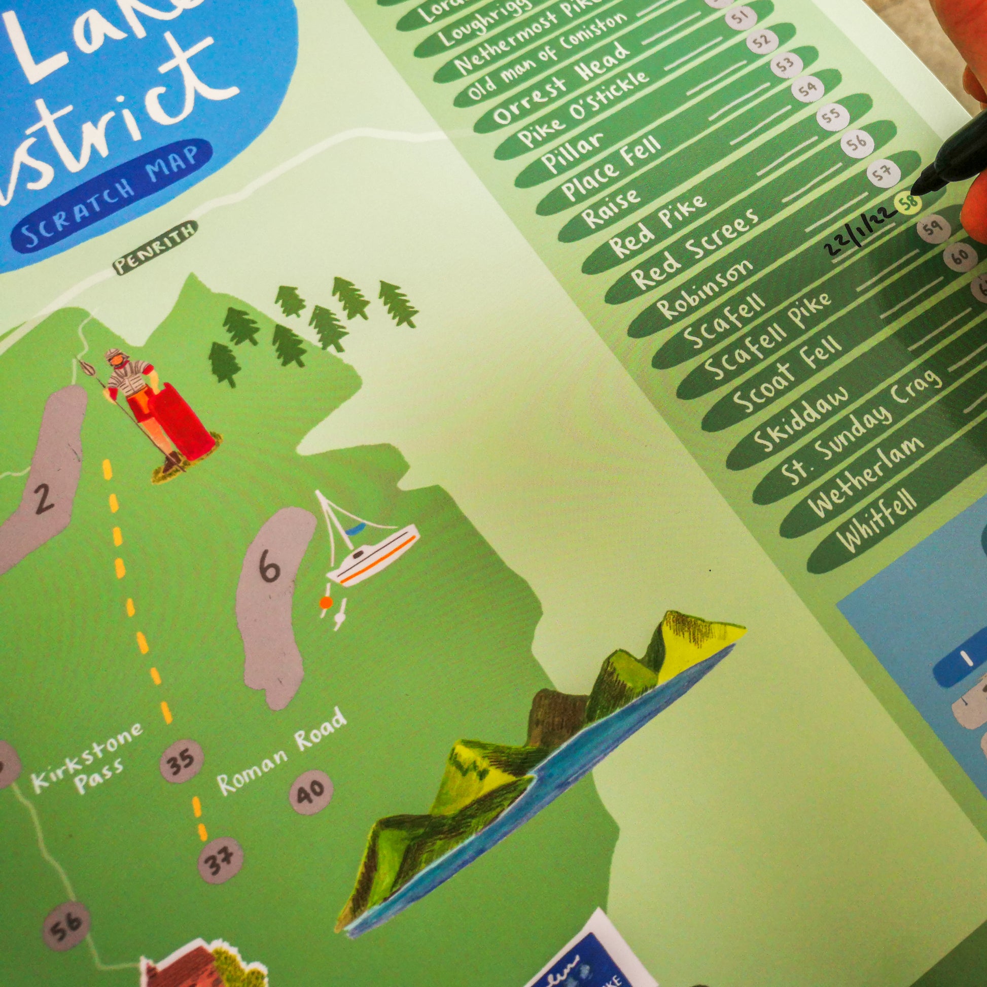 Lake District Map write on date